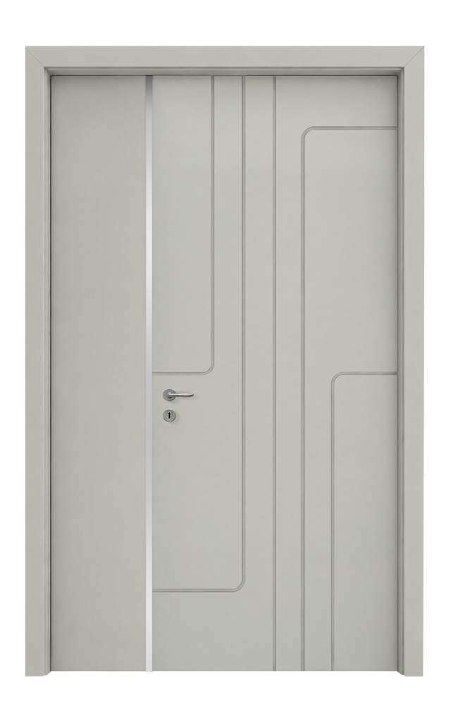 GK 644 I PVC I UNEQUAL DOUBLE DOOR I SOFT STONE GREY