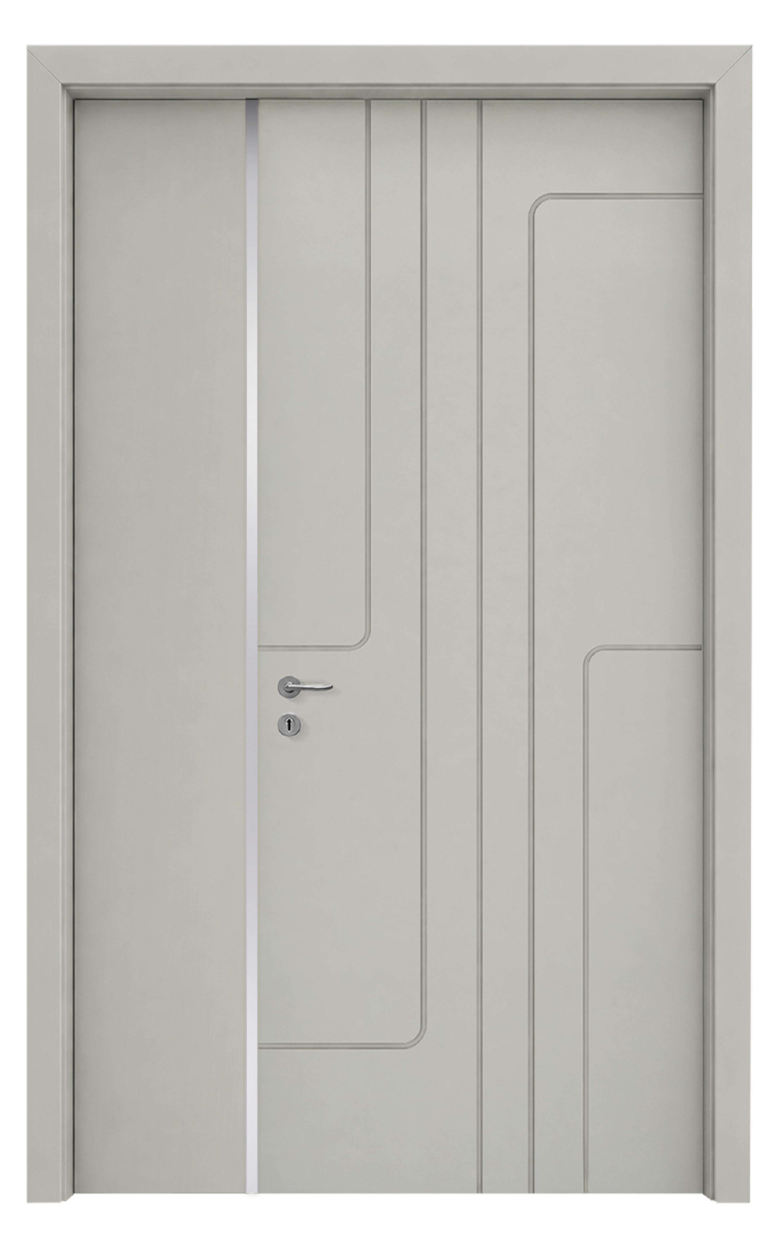 GK 644 I PVC I Unequal Double Door I Soft Stone Grey