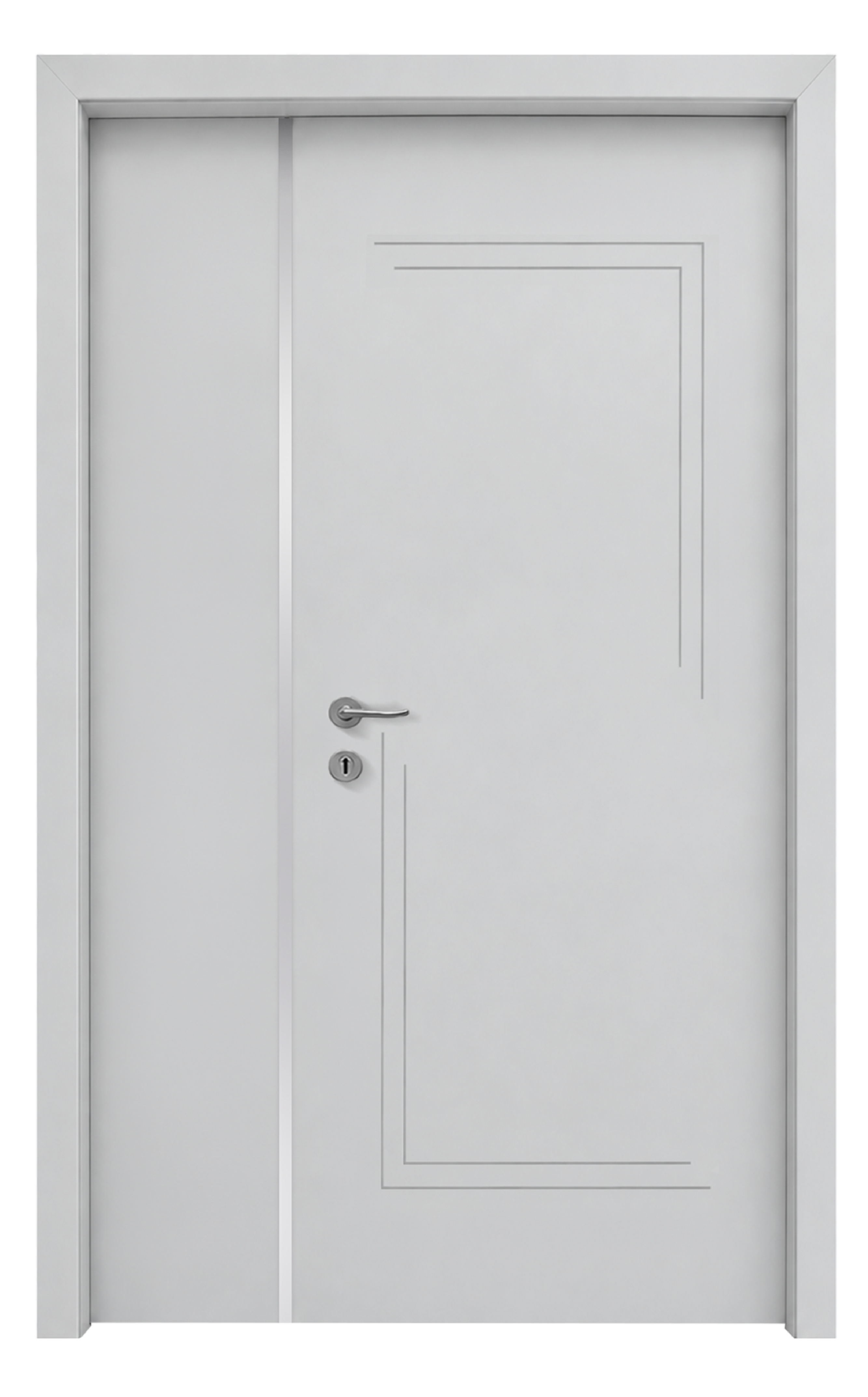 GK 669 I PVC I Unequal Double Door I Soft Light Grey